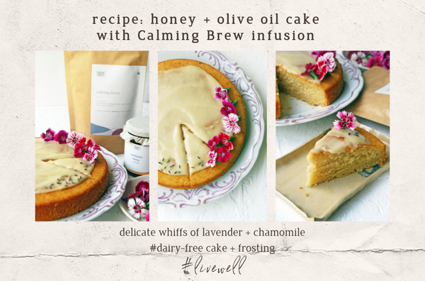 Honey + Olive Oil Cake with Calming Brew infusion {dairy-free}